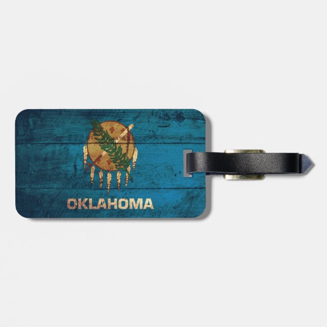 Rustic Oklahoma State Flag Luggage Tag (Back Horizontal)