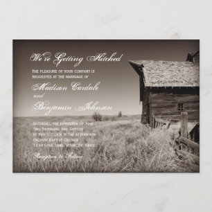 Rustic Old Barn Country Wedding Invitations