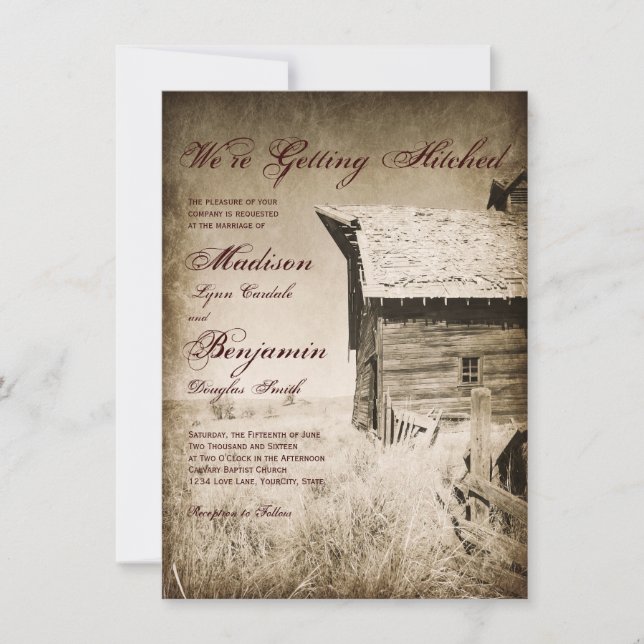Rustic Old Barn Country Wedding Invitations (Front)