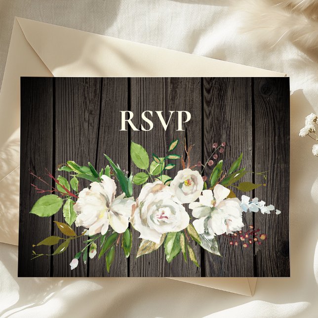 Rustic Old Barn Wood RSVP Invitation Postcard (Creator Uploaded)