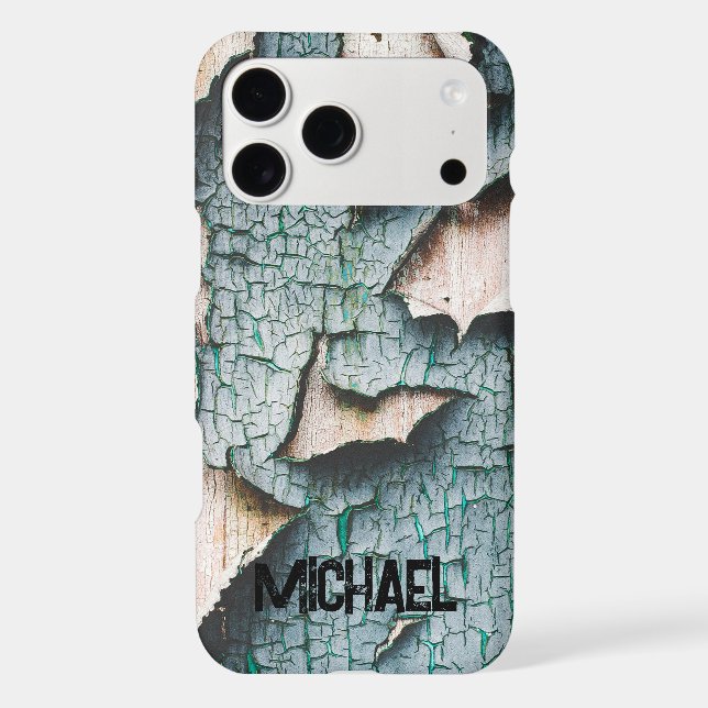 Rustic old blue green paint wood Custom name (Back)