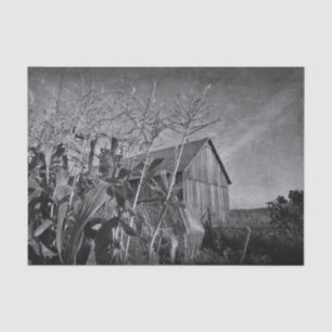 Rustic Old Country Barn Black And White Vintage Tissue Paper