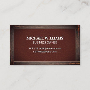 Rustic Old Frame   Leather Texture Business Card