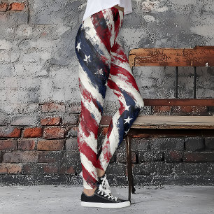 Rustic Old Glory, Stars and Stripes Patriotic Leggings