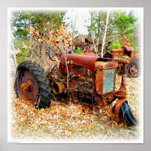 Rustic Old Junk Yard Farm Tractor Poster