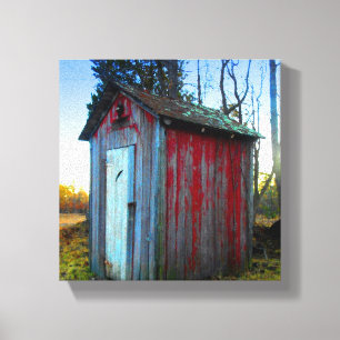Rustic Old Junk Yard Outhouse Canvas Print