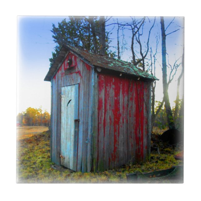 Rustic Old Junk Yard Outhouse Tile (Front)