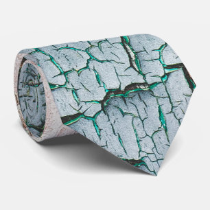 Rustic old light blue green peeling paint tie