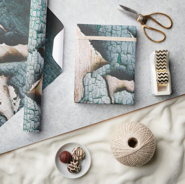 Rustic old light blue green peeling paint wrapping paper (Crafts)