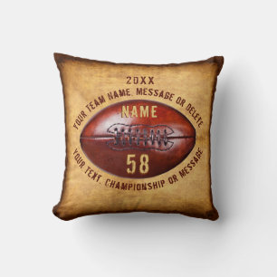 Rustic Old look Football Pillows, 5 Text Boxes Cushion