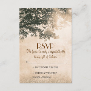 Rustic old oak tree wedding RSVP cards