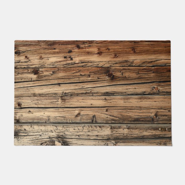 Rustic old oak wood wagon boards doormat (Front)