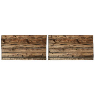 Rustic old oak wood wagon boards pillowcase