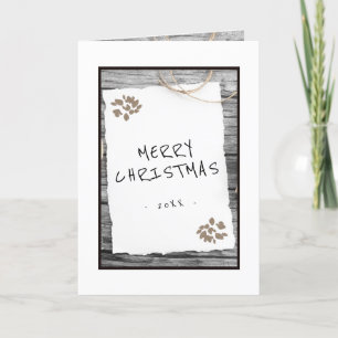 Rustic Old Paper Merry Christmas Script Holiday Ca
