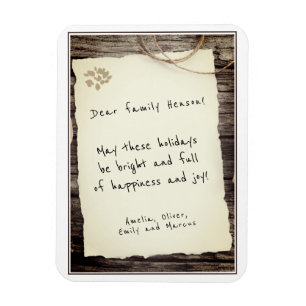 Rustic Old Paper Merry Christmas Script Holiday Magnet