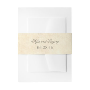 Rustic Old Paper Shabby Wedding Invitation Belly Band