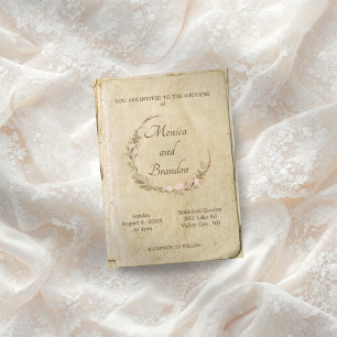 Rustic Old Paper Vintage Wedding Invitation