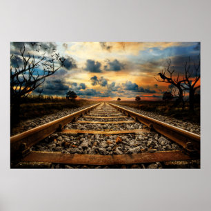 Rustic Old Railroad Tracks Poster