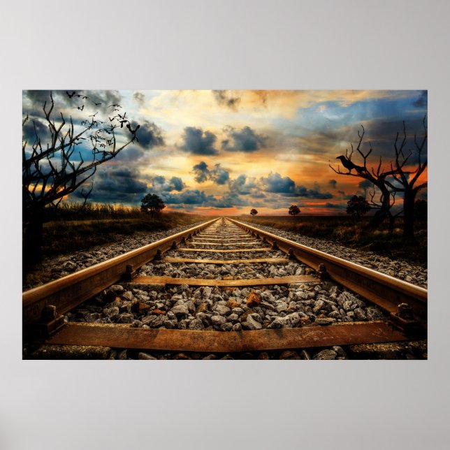 Rustic Old Railroad Tracks Poster (Front)