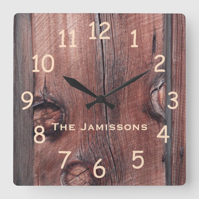 Rustic Old Red Barn Siding, Personalised Clock (Front)