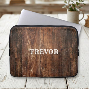 Rustic old scratched wood laptop sleeve