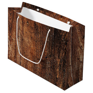 Rustic Old Scratched Wood Large Gift Bag