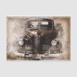 Rustic Old Vintage Car Decoupage Tissue Paper
