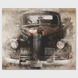 Rustic Old Vintage Car Decoupage Wrapping Paper