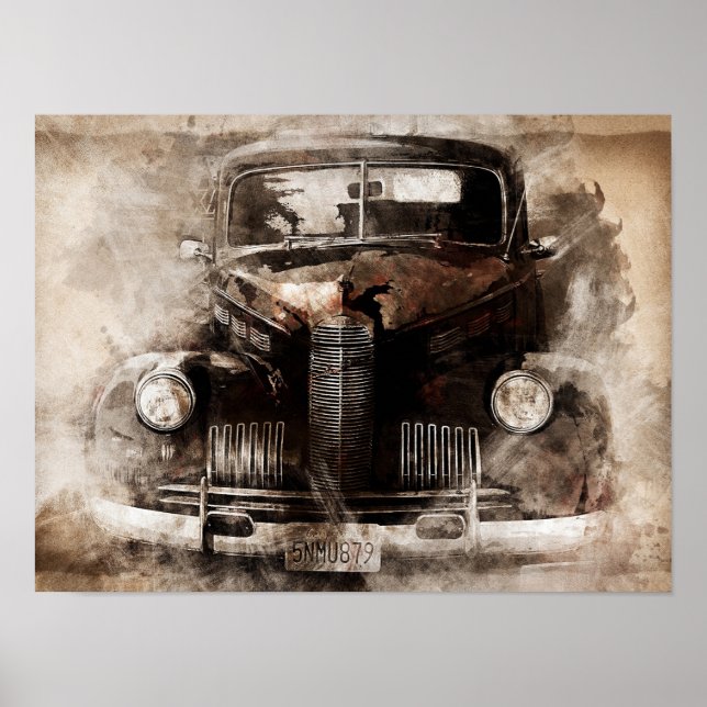 Rustic Old Vintage Car Poster (Front)