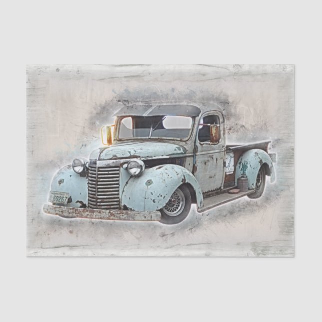 Rustic Old Vintage Truck Decoupage Tissue Paper (Front)