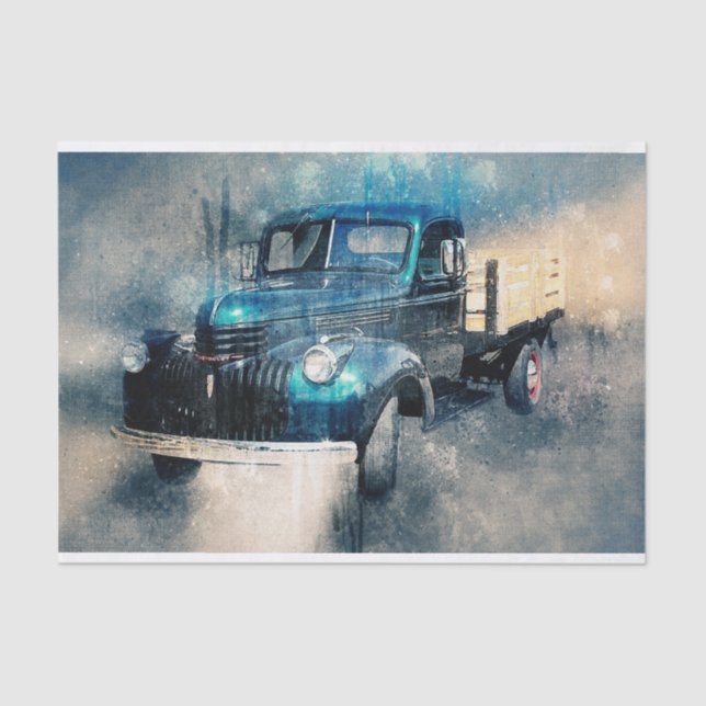 Rustic Old Vintage Truck Decoupage Tissue Paper (Front)