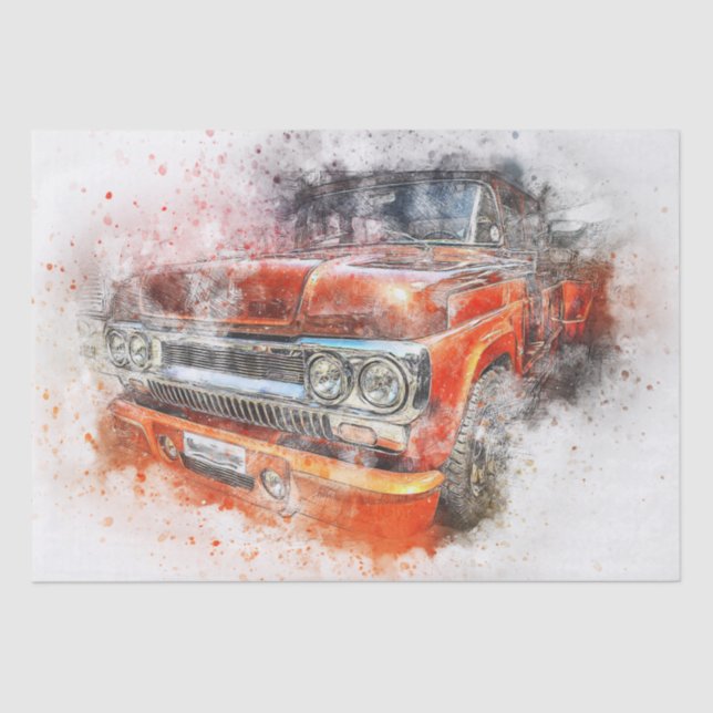 Rustic Old Vintage Truck Decoupage Tissue Paper (Front)