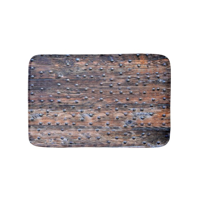Rustic Old Weathered Wood with Nails Bath Mat (Front)