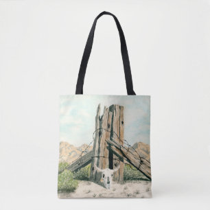 Rustic old west desert; watercolor art tote bag