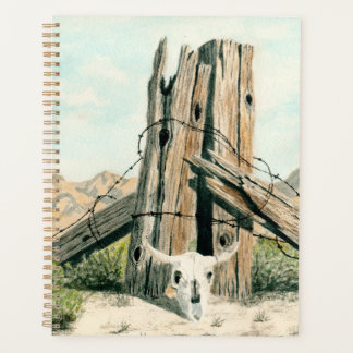 Rustic Old West watercolor art; Desert planner