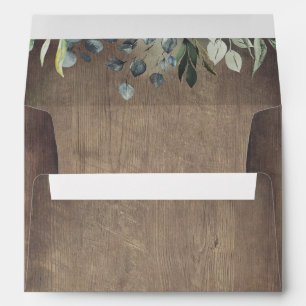 Rustic Old Wood and Greenery Branches Wedding Envelope