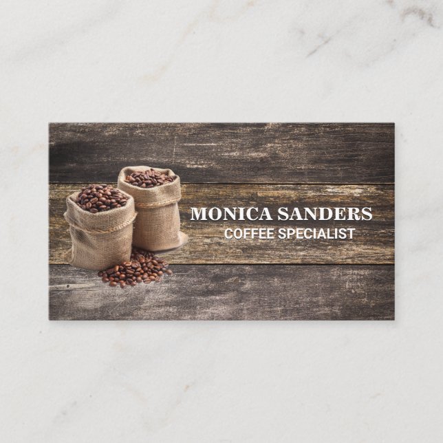 Rustic Old Wood Table | Coffee Bags Appointment Card (Front)