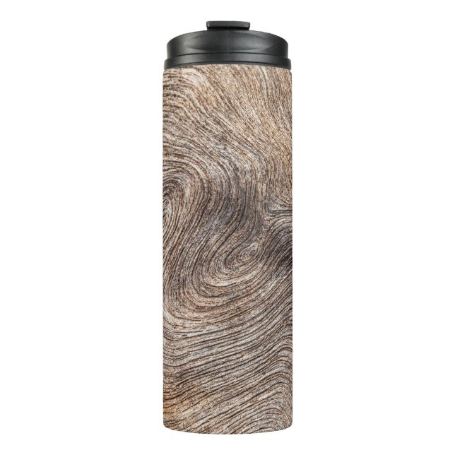 Rustic old wood, textured background thermal tumbler (Front)