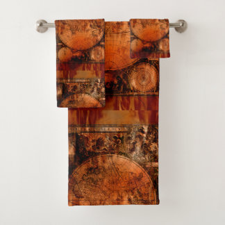 Rustic Old World Map Bath Towel Set