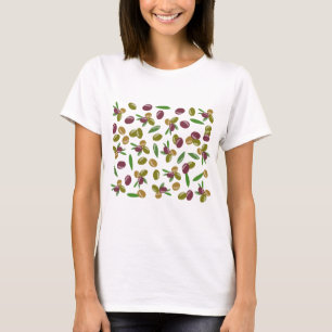 Rustic Olive and Olive Leaves Pattern T-Shirt