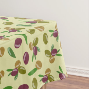 Rustic Olive and Olive Leaves Pattern Tablecloth