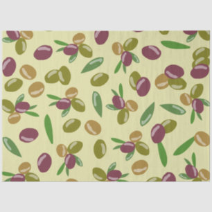 Rustic Olive and Olive Leaves Pattern Tissue Paper