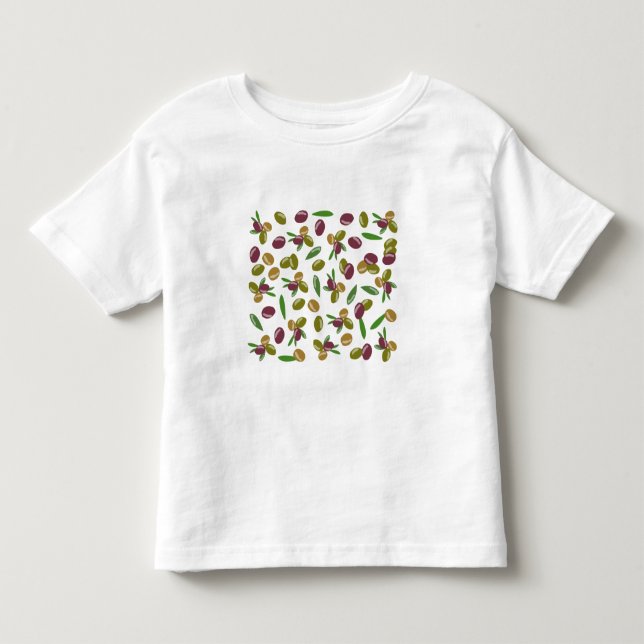 Rustic Olive and Olive Leaves Pattern Toddler T-Shirt (Front)