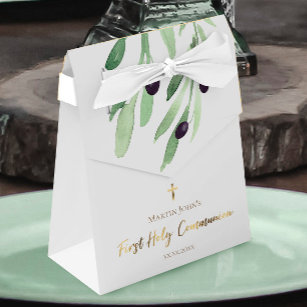 rustic olive branch First Communion Favour Box