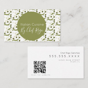  Rustic Olive Branch Pattern Italian Chef    Business Card