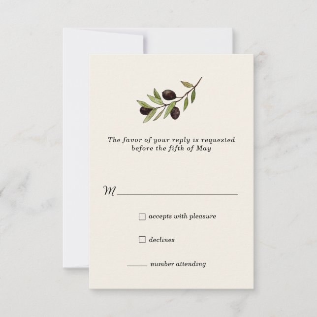 Rustic Olive Branch RSVP Card (Front)