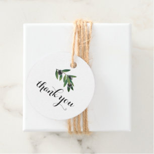 Rustic Olive Branch Thank You Favour Tag – Round
