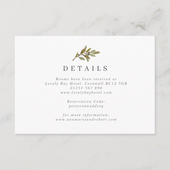 Rustic Olive Branch Wedding Enclosure Card (Front)