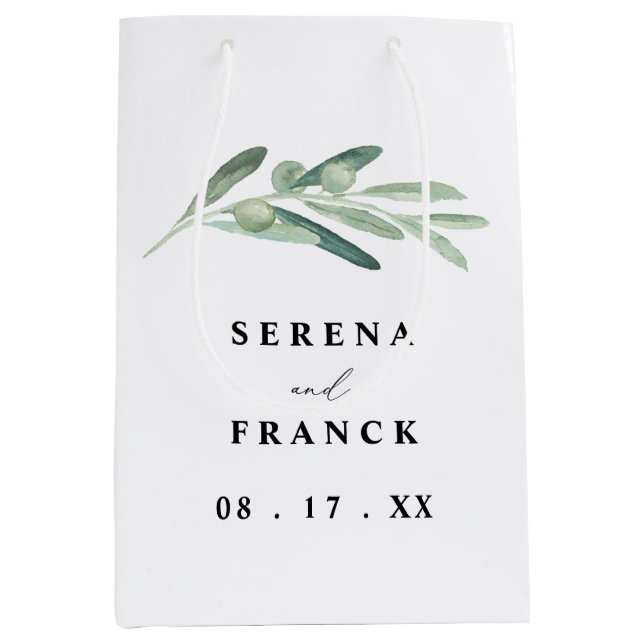 Rustic Olive Branch Wedding Favour Gift Bags (Front)