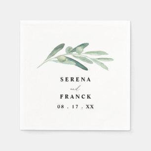 Rustic Olive Branch Wedding  Napkin